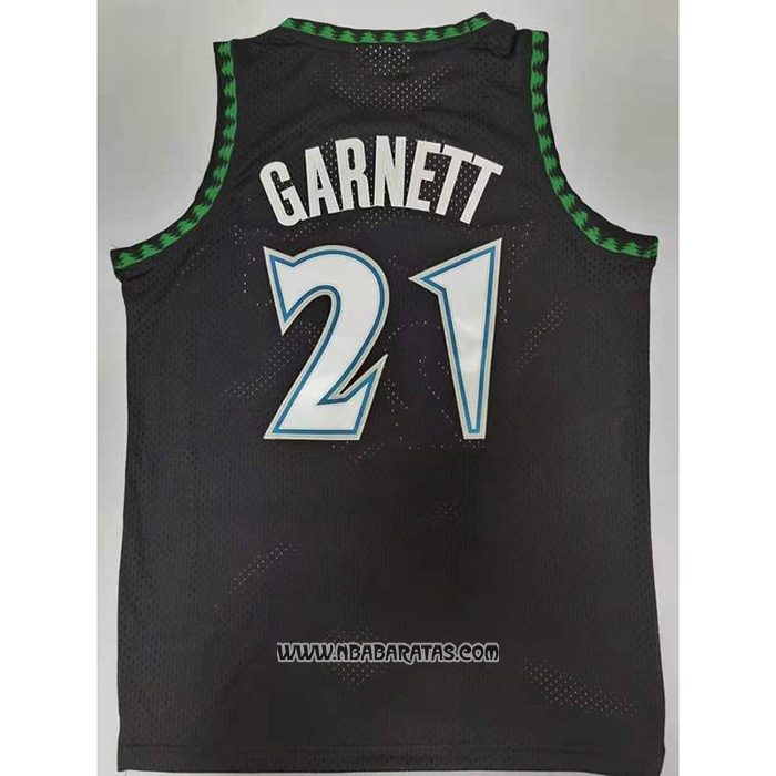 Camiseta Minnesota Timberwolves Kevin Garnett #21 Hardwood Classics Throwback Negro